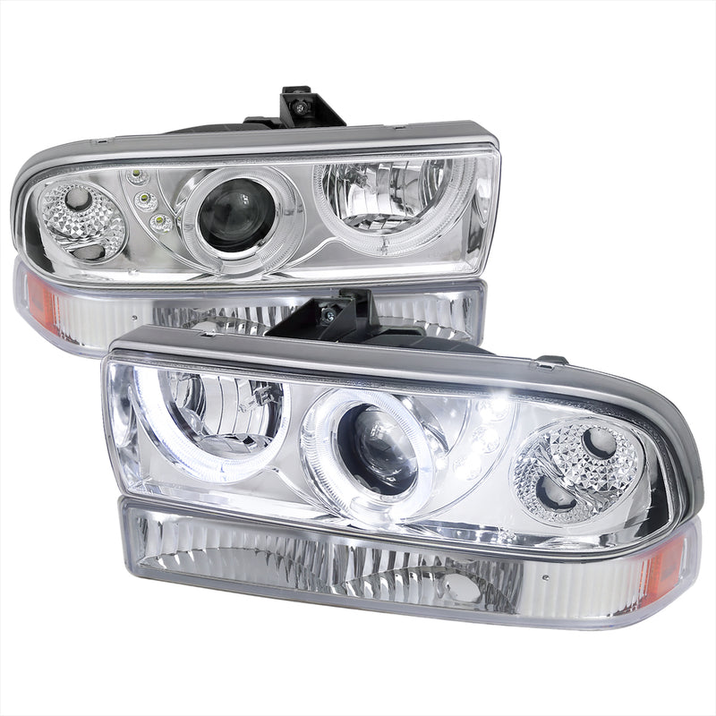 Spec-D 98-04 Chevrolet  S10 Combo Projector Headlight Chrome With Bumper Light 2LBLHP-S1098-RS