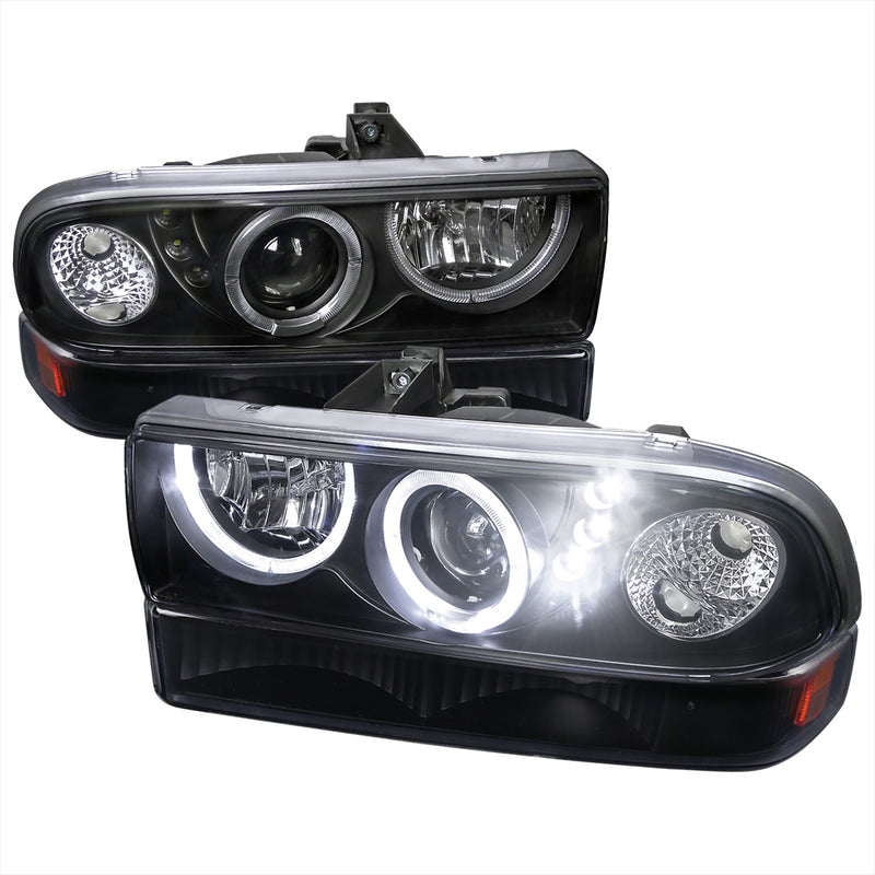 Spec-D 98-04 Chevrolet  S10 Combo Projector Headlight Black With Bumper Light 2LBLHP-S1098JM-RS