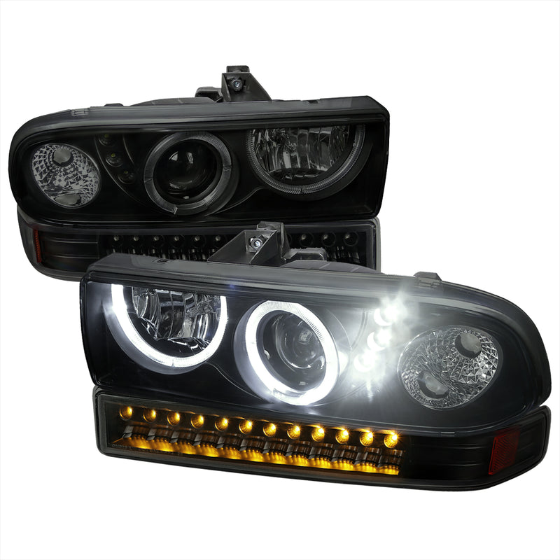Spec-D 98-02 Chevrolet S10 Projector Headlight & Led Bumper Light Combo 2LBLHP-S1098SMLED-RS