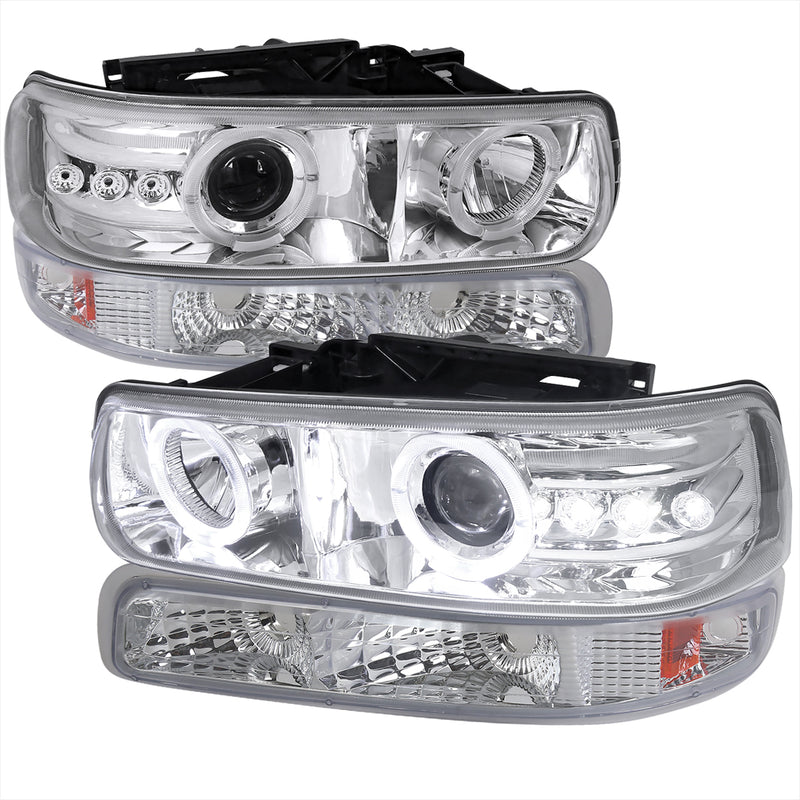 Spec-D 99-03 Chevrolet  Silverado  Combo Projector Headlight Chrome Housing With Bumper Light 2LBLHP-SIV99-RS