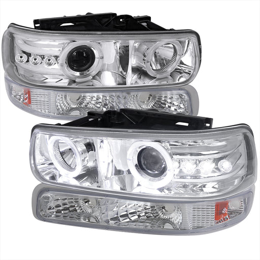 Spec-D 99-03 Chevrolet  Silverado  Combo Projector Headlight Chrome Housing With Bumper Light 2LBLHP-SIV99-RS