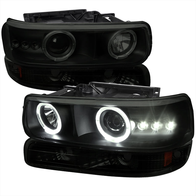 Spec-D 99-02 Chevrolet Silverado Amber Smoke Headlight + Smoke Bumper Light 2LBLHP-SIV99SM-RS