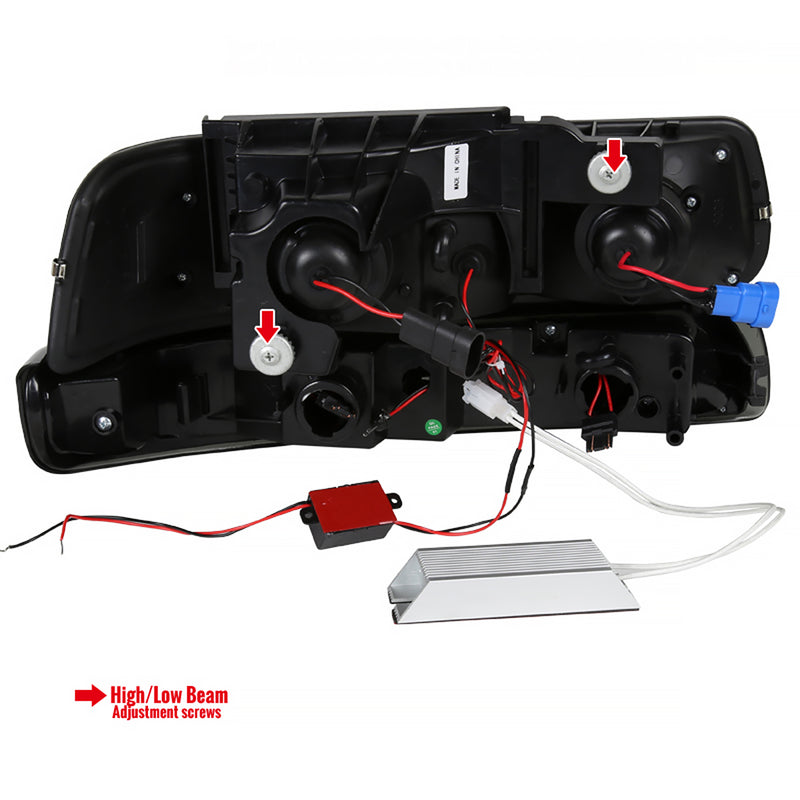 Spec-D 99-02 Chevrolet Silverado Dual Halo Projector Headlight With Led Signal Light Black Smoke 2LBLHP-SIV99SMLED-RS