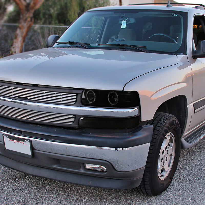 Spec-D 99-02 Chevrolet Silverado Dual Halo Projector Headlight With Led Signal Light Black Smoke 2LBLHP-SIV99SMLED-RS
