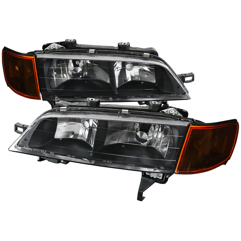 Spec-D 94-97 Honda Accord Crystal Housing Headlight 1 Piece Black Housing 2LCLH-ACD94JM-RS