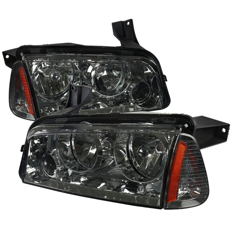 Spec-D 05-10 Dodge Charger Headlights And Corner Lights - Smoke  2LCLH-CHG05G-ABM