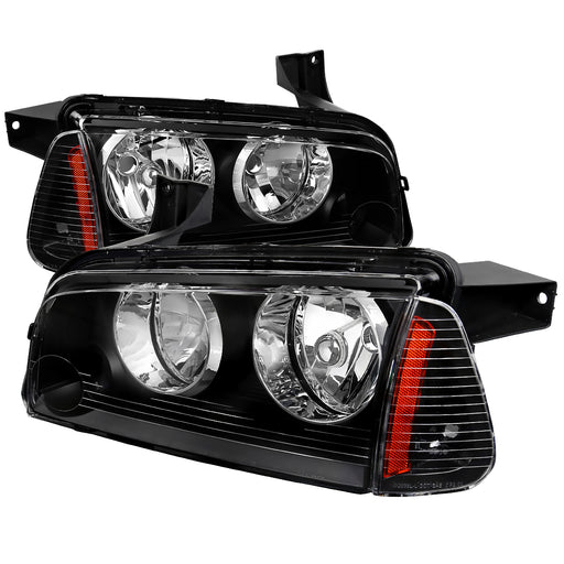 Spec-D 05-10 Dodge Charger 2 Piece Euro Headlights - Black 2LCLH-CHG05JM-ABM