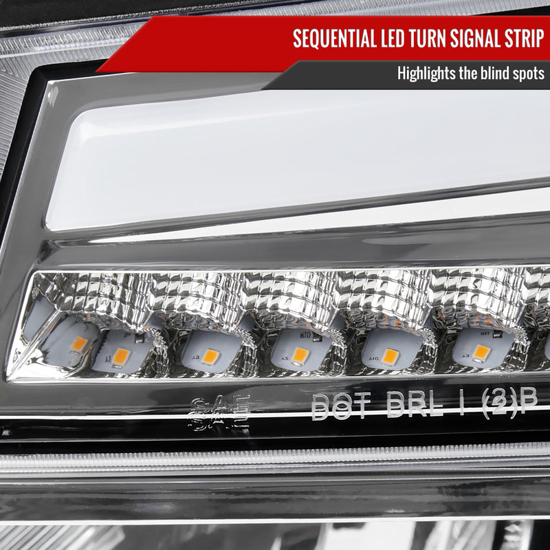 Spec-D 04-12 Chevrolet Colorado Gmc Canyon Headlights With Led Bar And Parking Lights With Led Bar Chrome Housing Clear Lens Switchback Sequential Turn Signal - 9006 Low Beam 9005 High Beam Not Included 2LCLH-COL04-G3-RS