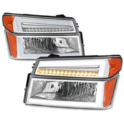 Spec-D 04-12 Chevrolet Colorado Gmc Canyon Headlights With Led Bar And Parking Lights With Led Bar Chrome Housing Clear Lens Switchback Sequential Turn Signal - 9006 Low Beam 9005 High Beam Not Included 2LCLH-COL04-G3-RS