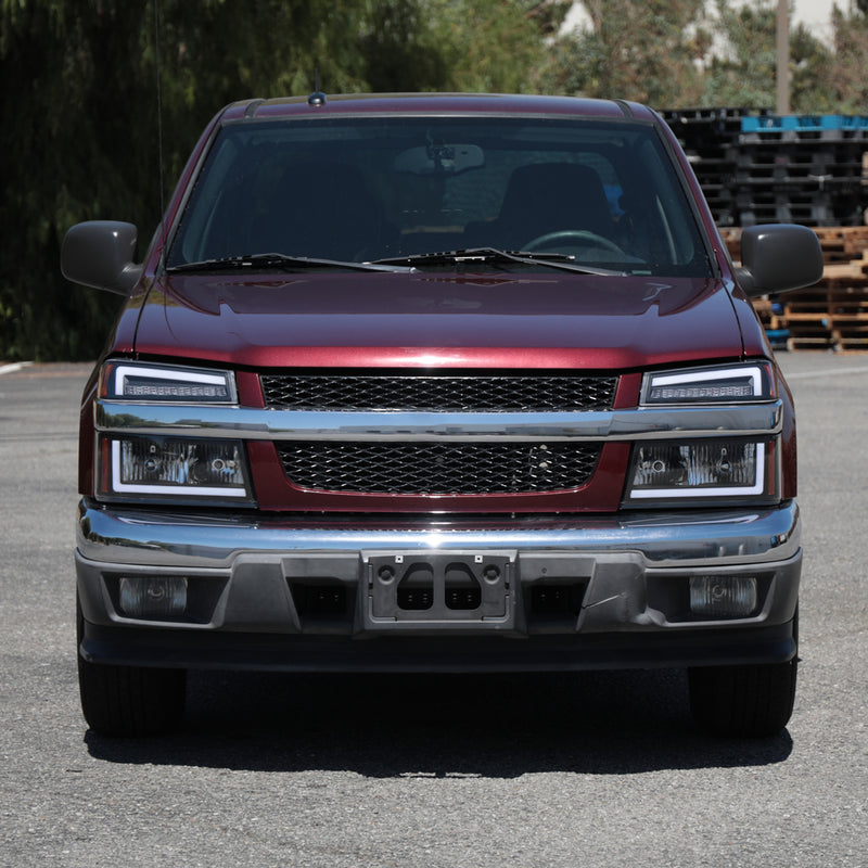 Spec-D 04-12 Chevrolet Colorado Gmc Canyon Headlights With Led Bar And Parking Lights With Led Bar Matte Black Housing Clear Lens Switchback Sequential Turn Signal - 9006 Low Beam 9005 High Beam Not Included 2LCLH-COL04JM-G3-RS