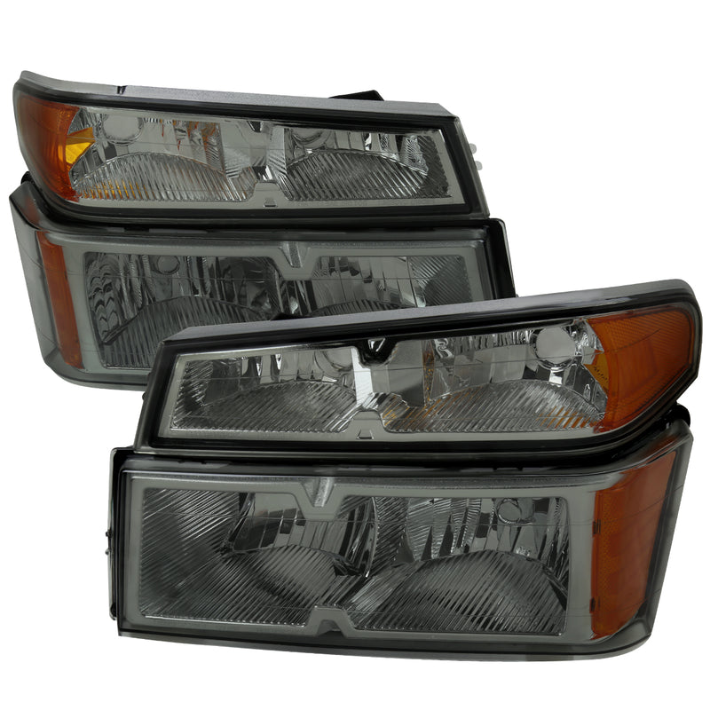 Spec-D 04-12 Chevrolet Colorado Headlight And Corner Light Combo Set Chrome Housing Smoked Lens 2LCLH-COL04LG-RS