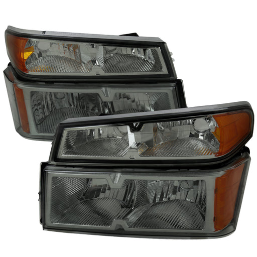 Spec-D 04-12 Chevrolet Colorado Headlight And Corner Light Combo Set Chrome Housing Smoked Lens 2LCLH-COL04LG-RS