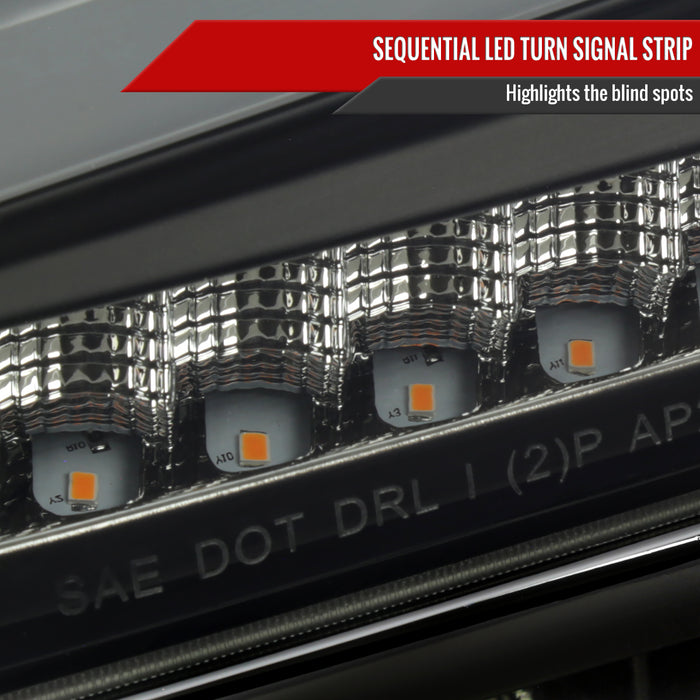 Spec-D 04-12 Chevrolet Colorado Gmc Canyon Headlights With Led Bar And Parking Lights With Led Bar Matte Black Housing Smoked Lens Switchback Sequential Turn Signal - 9006 Low Beam 9005 High Beam Not Included 2LCLH-COL04SM-G3-RS