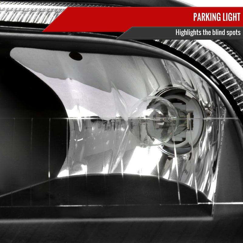 Spec-D 06-11 Mercury Grand Marquis Headlights And Corner Light Combo Black Housing Clear Lens With Amber Reflector - Turn Signal Bulbs Included 2LCLH-GMAR06JM-GO