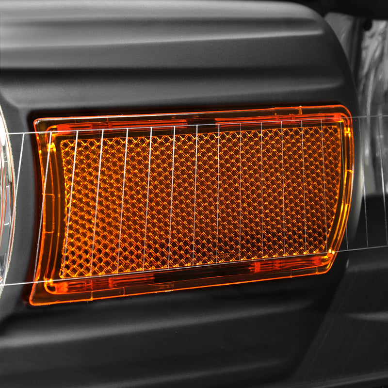 Spec-D 06-11 Mercury Grand Marquis Headlights And Corner Light Combo Black Housing Clear Lens With Amber Reflector - Turn Signal Bulbs Included 2LCLH-GMAR06JM-GO