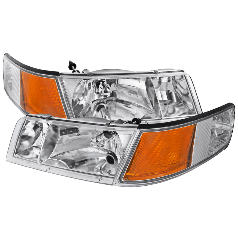 Spec-D 98-02 Mercury Grand Marquis Euro Headlights Chrome Housing With Corner Lights 2LCLH-GMAR99-EU