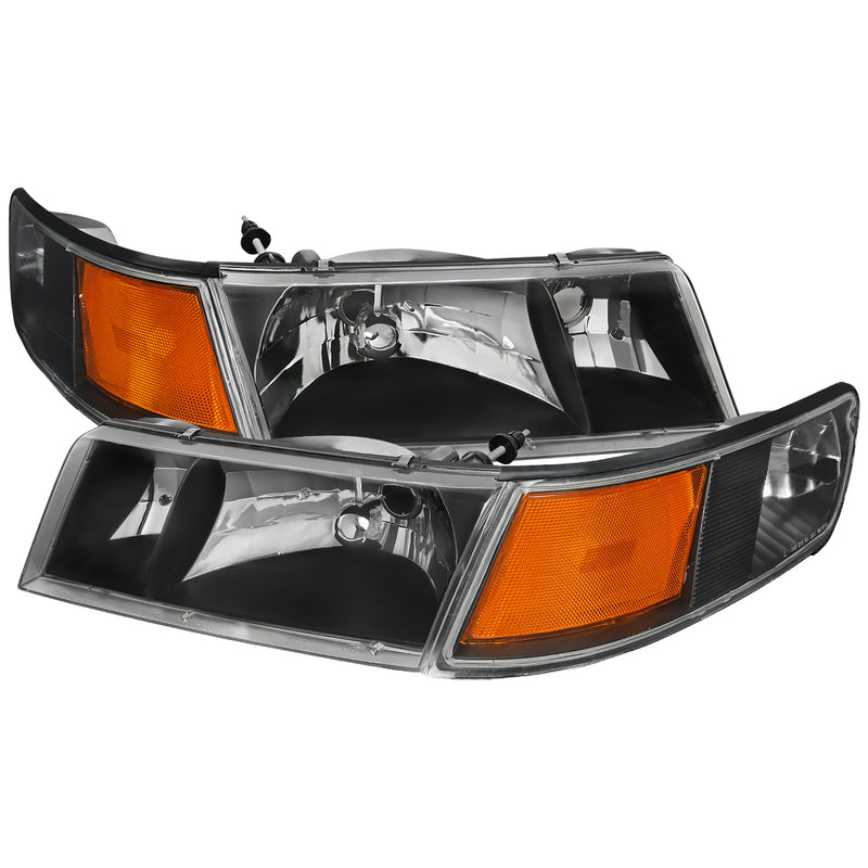Spec-D 98-02 Mercury Grand Marquis Euro Headlights Black Housing With Corner Lights 2LCLH-GMAR99JM-EU