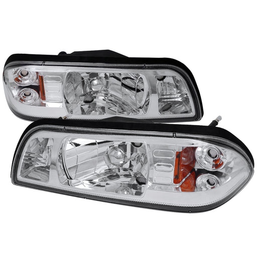 Spec-D 87-93 Ford Mustang 1 Piece Crystal Housing Headlight Chrome 2LCLH-MST87-RS
