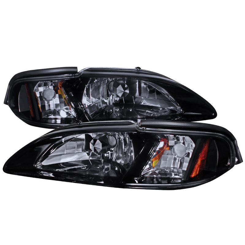 Spec-D 94-98 Ford  Mustang  1 Piece Crystal Housing Headlight Smoke Lens 2LCLH-MST94G-TM