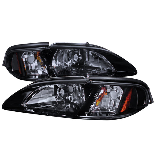 Spec-D 94-98 Ford  Mustang  1 Piece Crystal Housing Headlight Smoke Lens 2LCLH-MST94G-TM