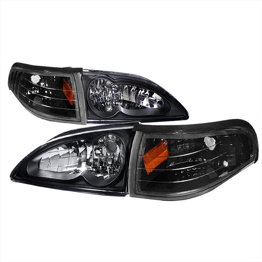 Spec-D 94-98 Ford  Mustang  Combo Black Housing Headlight With Corner Light 2LCLH-MST94JM-RS