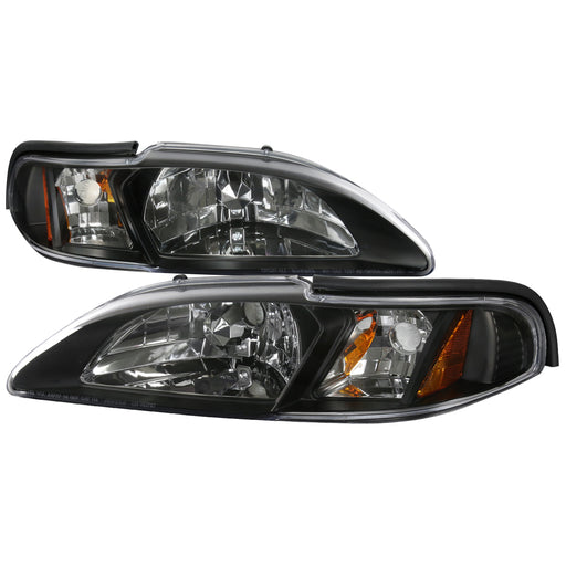 Spec-D 94-98 Ford Mustang Crystal Housing Headlights Black 2LCLH-MST94JM-TM