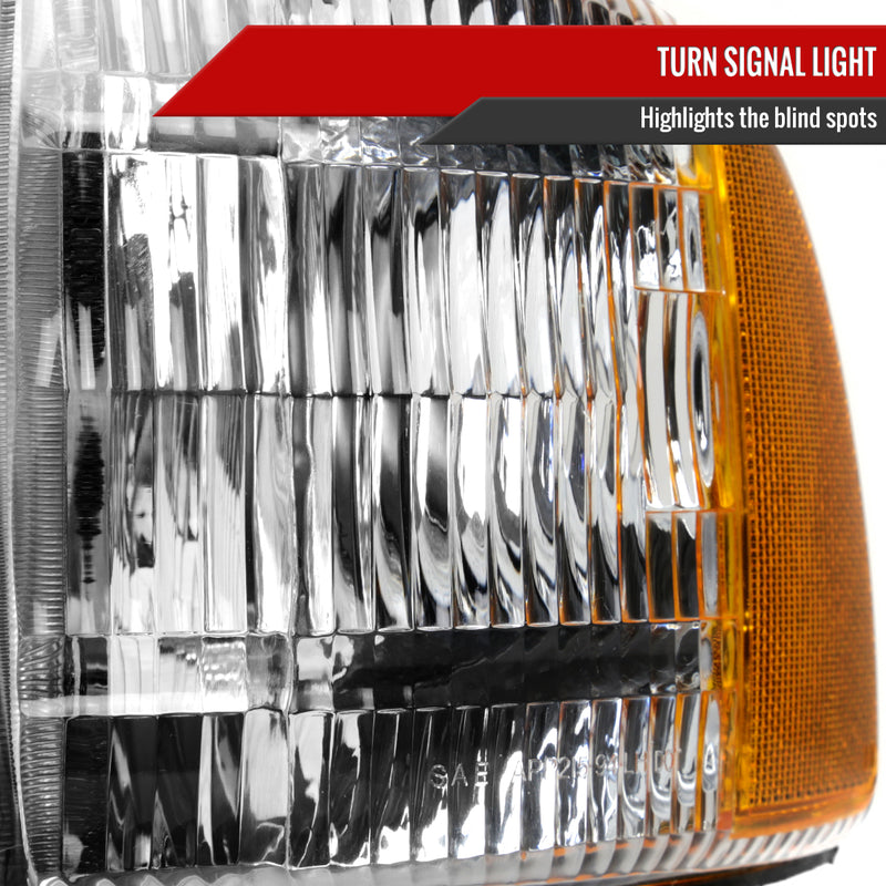 Spec-D 99-01 Dodge Ram 1500 2500 3500 Headlights And Corner Lights Chrome Housing Clear Lens Amber Reflector 2LCLH-RAM94-GO