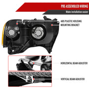 Spec-D 99-01 Dodge Ram 1500 2500 3500 Headlights And Corner Lights Chrome Housing Clear Lens Amber Reflector 2LCLH-RAM94-GO