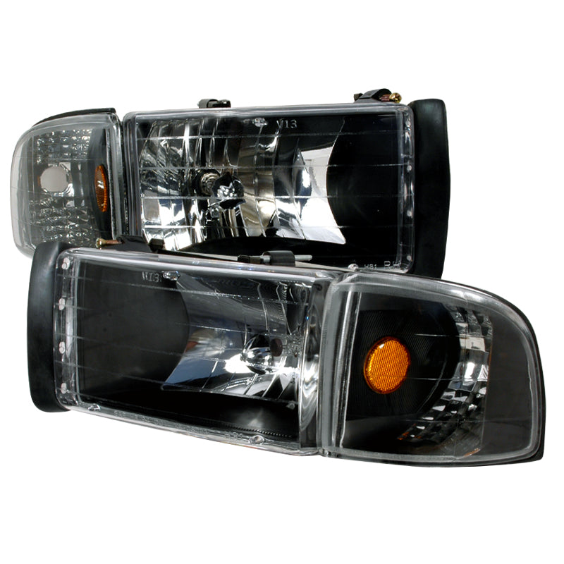 Spec-D 94-01 Dodge Ram Crystal Housing Headlights Black 2LCLH-RAM94JM-KS