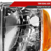 Spec-D 99-01 Dodge Ram 1500 2500 3500 Sport Headlights And Corner Lights Chrome Housing Clear Lens Amber Reflector 2LCLH-RAM99S-GO