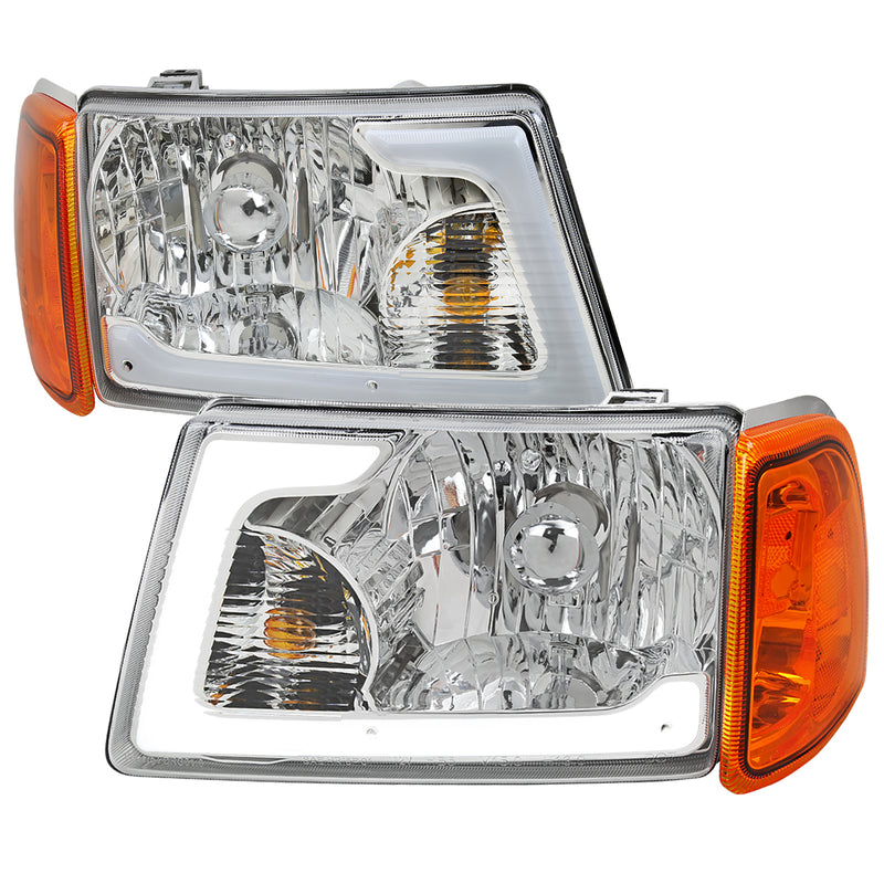 Spec-D 01-11 Ford Ranger Led Bar Headlight Corner Light Combo Chrome Housing And Clear Lens - Uses Stock Bulbs 2LCLH-RAN01-G3-GO