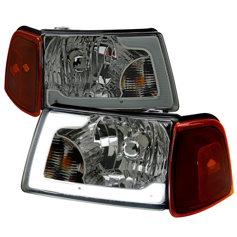 Spec-D 01-11 Ford Ranger Led Bar Headlight Corner Light Combo Chrome Housing And Smoked Lens - Uses Stock Bulbs 2LCLH-RAN01G-G3-GO