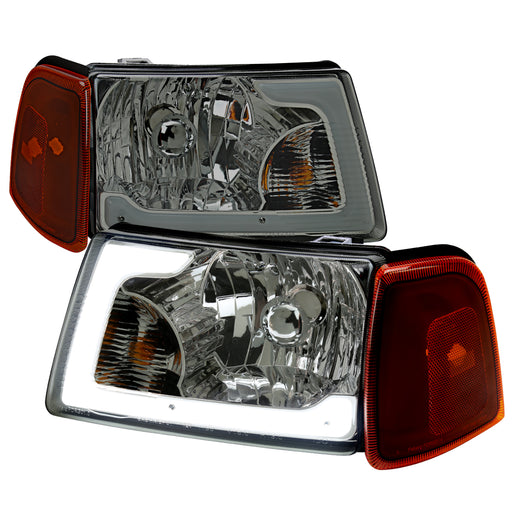 Spec-D 01-11 Ford Ranger Led Bar Headlight Corner Light Combo Chrome Housing And Smoked Lens - Uses Stock Bulbs 2LCLH-RAN01G-G3-GO