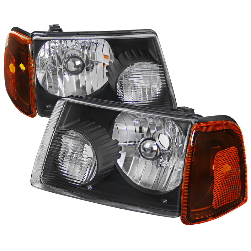 Spec-D 01-11 Ford Ranger Black Euro Headlight With Corner 2LCLH-RAN01JM-RS
