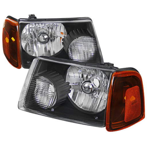 Spec-D 01-11 Ford Ranger Black Euro Headlight With Corner 2LCLH-RAN01JM-RS