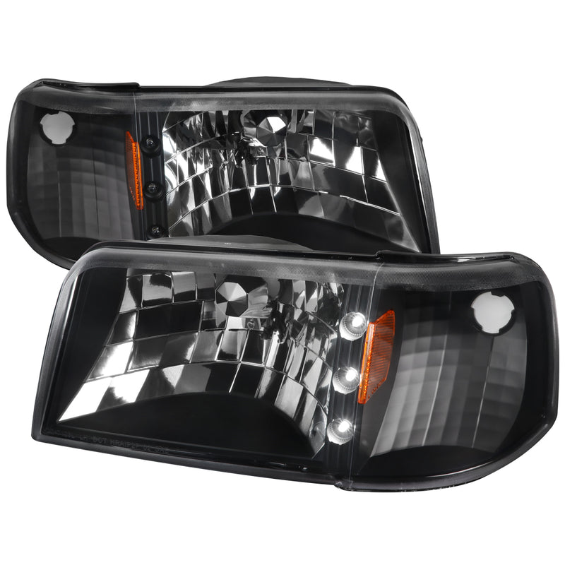 Spec-D 93-97 Ford  Ranger Headlights With Led- Black 2LCLH-RAN93JM-V2-OZ
