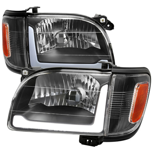 Spec-D 01-04 Toyota Tacoma Led Bar Headlight Corner Light Combo Matte Black Housing And Clear Lens - Uses Stock Bulbs 2LCLH-TAC01JM-G3-GO