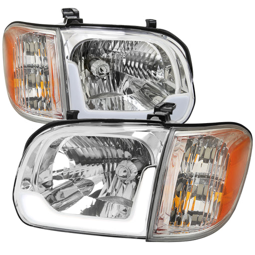 Spec-D 05-06 Toyota Tundra 05-07 Sequoia Led Bar Headlight Corner Light Combo Chrome Housing And Clear Lens - Uses Stock Bulbs 2LCLH-TUN05-G3-GO