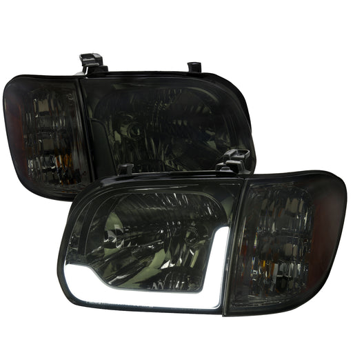 Spec-D 05-06 Toyota Tundra 05-07 Sequoia Led Bar Headlight Corner Light Combo Chrome Housing And Smoked Lens - Uses Stock Bulbs 2LCLH-TUN05G-G3-GO
