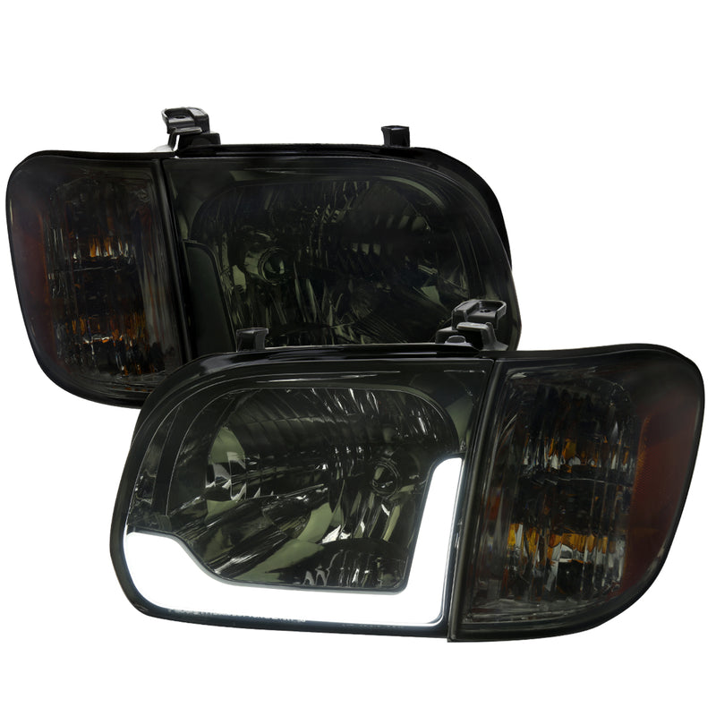 Spec-D 05-06 Toyota Tundra 05-07 Sequoia Led Bar Headlight Corner Light Combo Chrome Housing And Smoked Lens With Sequential Turn Signal - Uses Stock Bulbs 2LCLH-TUN05G-SQ-GO