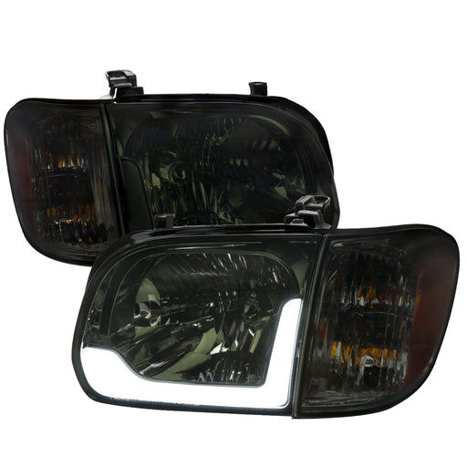 Spec-D 05-06 Toyota Tundra 05-07 Sequoia Led Bar Headlight Corner Light Combo Chrome Housing And Smoked Lens With Sequential Turn Signal - Uses Stock Bulbs 2LCLH-TUN05G-SQ-GO