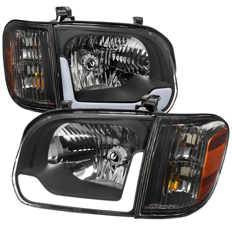 Spec-D 05-06 Toyota Tundra 05-07 Sequoia Led Bar Headlight Corner Light Combo Matte Black Housing And Clear Lens - Uses Stock Bulbs 2LCLH-TUN05JM-G3-GO
