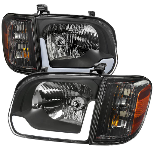 Spec-D 05-06 Toyota Tundra 05-07 Sequoia Led Bar Headlight Corner Light Combo Matte Black Housing And Clear Lens - Uses Stock Bulbs 2LCLH-TUN05JM-G3-GO
