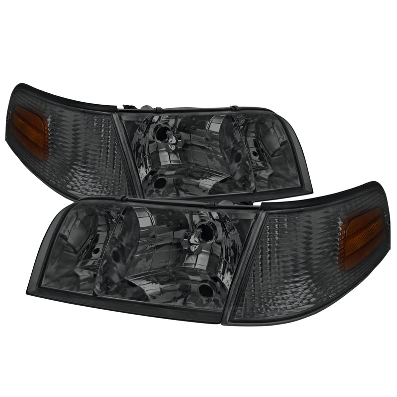 Spec-D 98-11 Ford Crown Victoria Smoke Euro Headlight With Corner 2LCLH-VIC98G-EU