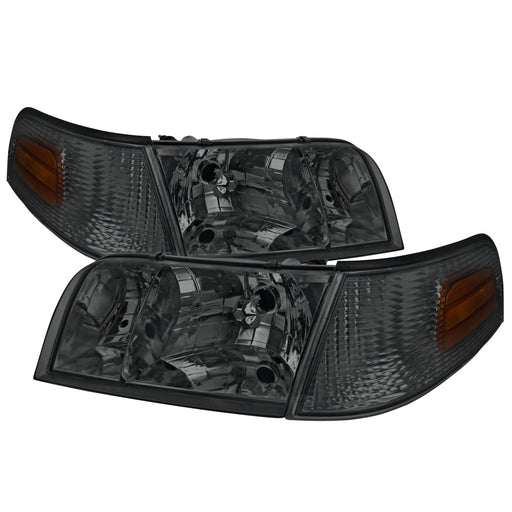 Spec-D 98-11 Ford Crown Victoria Smoke Euro Headlight With Corner 2LCLH-VIC98G-EU