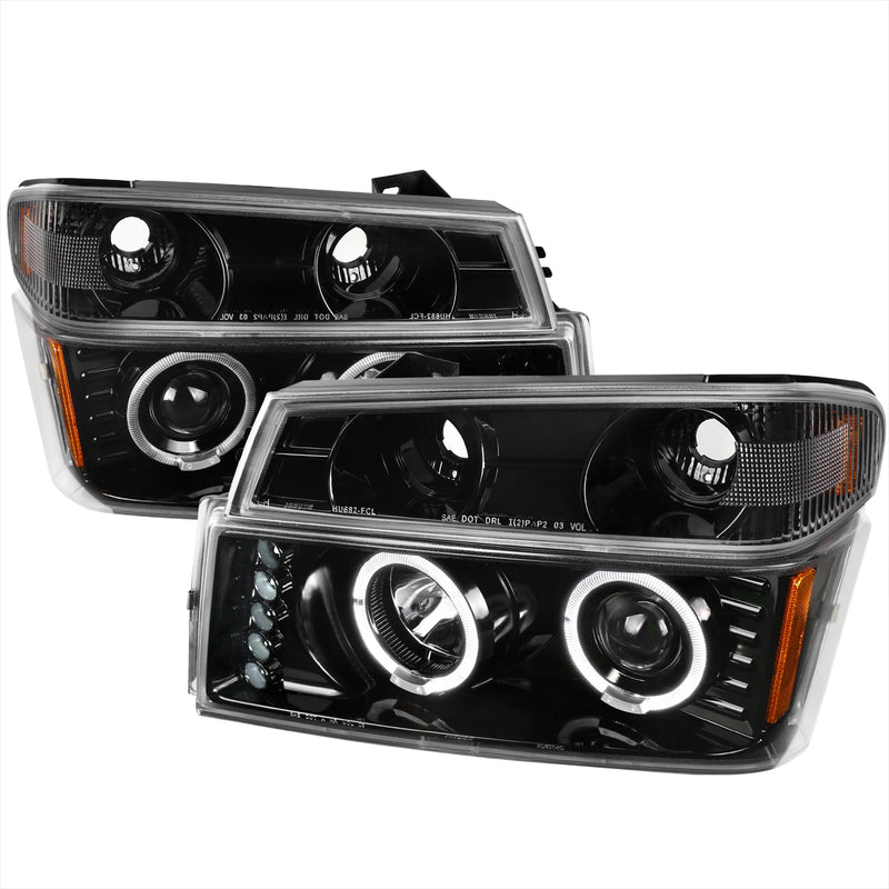 Spec-D 04-11 Chevrolet Colorado Canyon Combo: 04-11 Proj H.L + Corner Lights Gsy Bk 2LCLHP-COL04HBK-TM