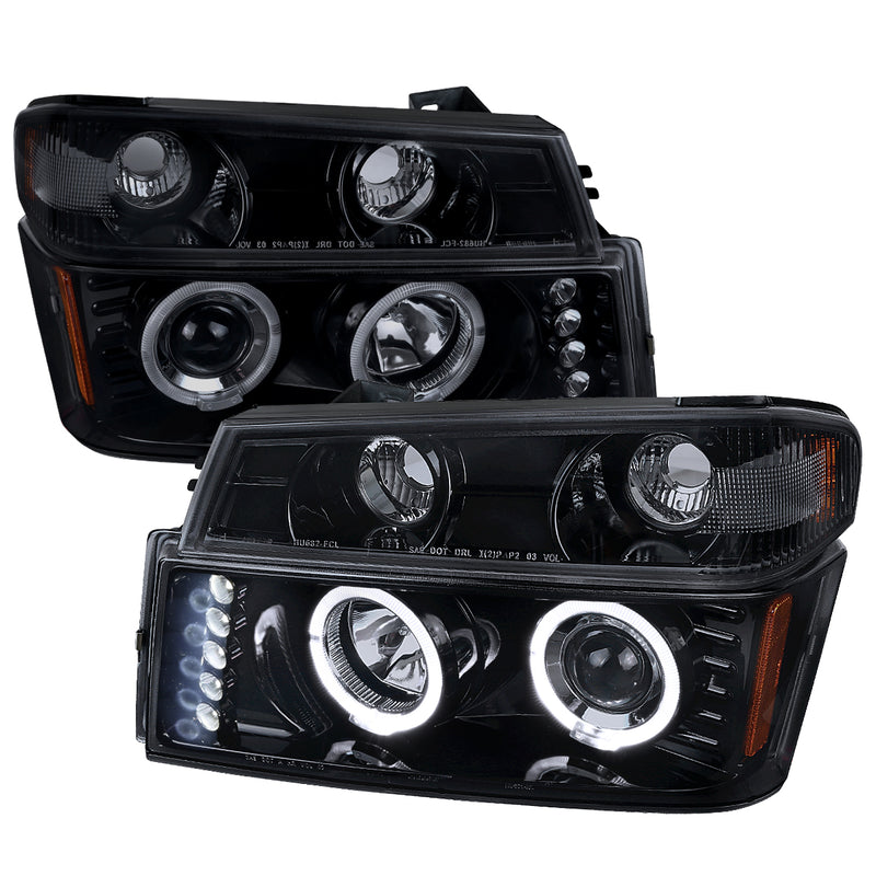 Spec-D 04-11 Chevrolet Colorado Canyon Combo: 04-11 Proj H.L + Corner Lights Gsy Bk Smoke Lens 2LCLHP-COL04HG-TM