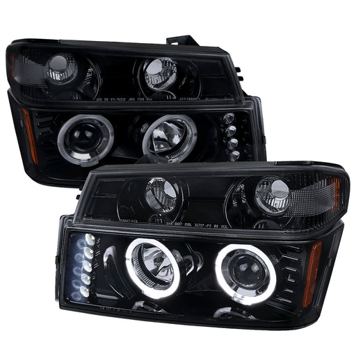 Spec-D 04-11 Chevrolet Colorado Canyon Combo: 04-11 Proj H.L + Corner Lights Gsy Bk Smoke Lens 2LCLHP-COL04HG-TM