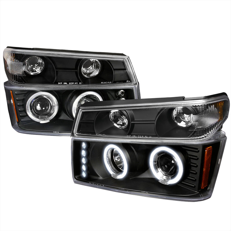 Spec-D 04-11 Chevrolet Colorado Canyon Combo: 04-11 Proj H.L + Corner Lights Matte Black 2LCLHP-COL04HJM-TM