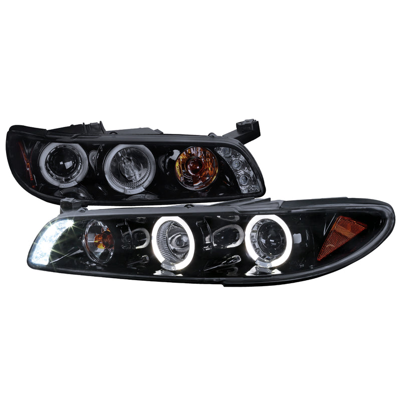 Spec-D 97-03 Pontiac Grand Prix 1 Piece Projector Headlight Gloss Black Smoke Lens 2LCLHP-GPX97G-TM